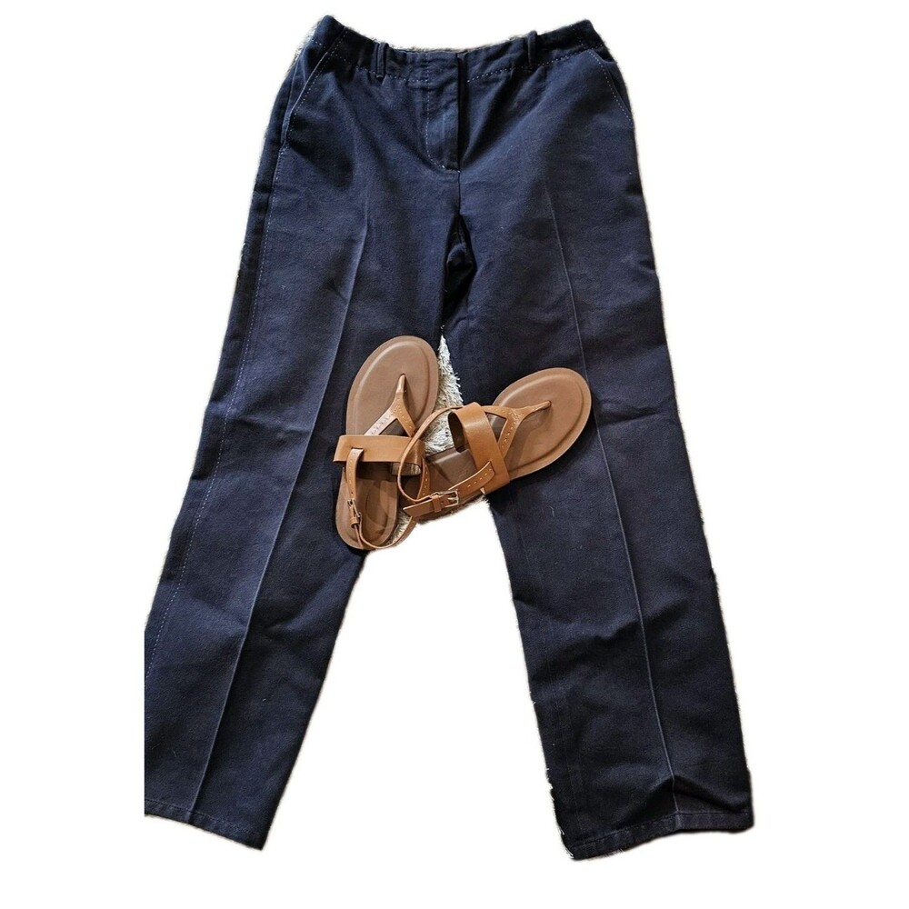 Max Mara Navy Blue Trousers | Made in Italy | Cotton Blend | Size 8 (40 IT)
